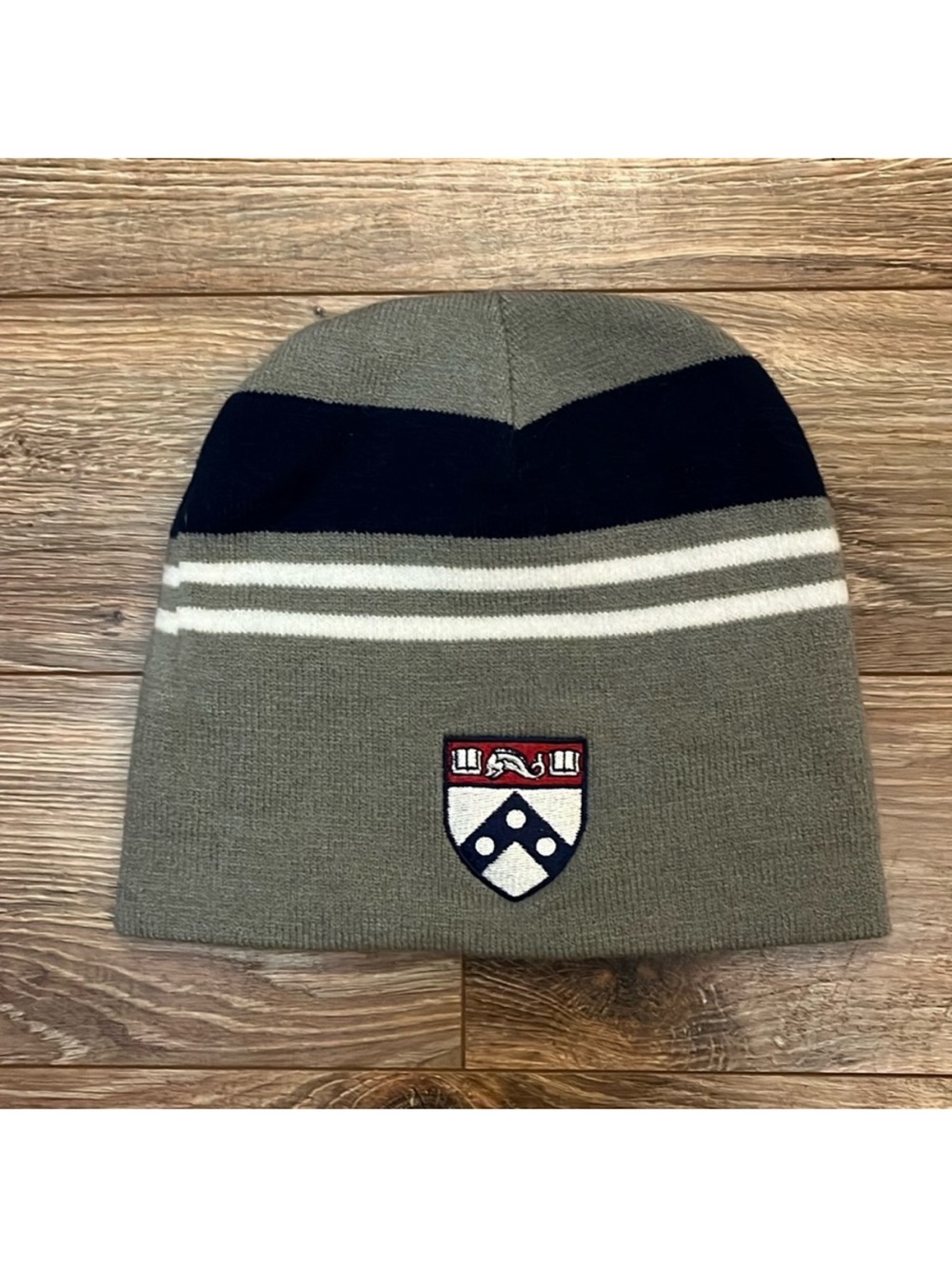 University of Pennsylvania UPenn Crest Gray & Navy Knit Beanie